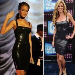 Herve Leger Katherine Black Sequin Bandage Dress Size‎ Medium